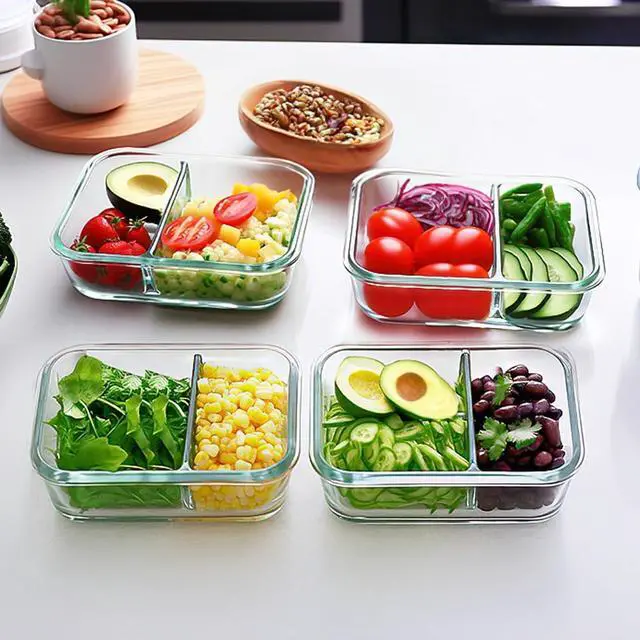 Alt view image 5 of 7 - M MCIRCO 10-Pack,30 Oz Glass Meal Prep Containers 2 Compartments Airtight Lunch Bento Boxes with Lids, Glass Food Storage Containers, Microwave, Oven, Freezer and Dishwasher