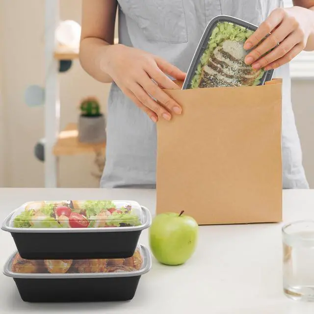 Alt view image 6 of 7 - Meal Prep Containers Reusable 38oz - Food Prep Containers with Lids 50 Pack, Disposable To Go Food Containers, Leakproof, Stackable, Takeout, BPA-Free, Microwave/Freezer Safe