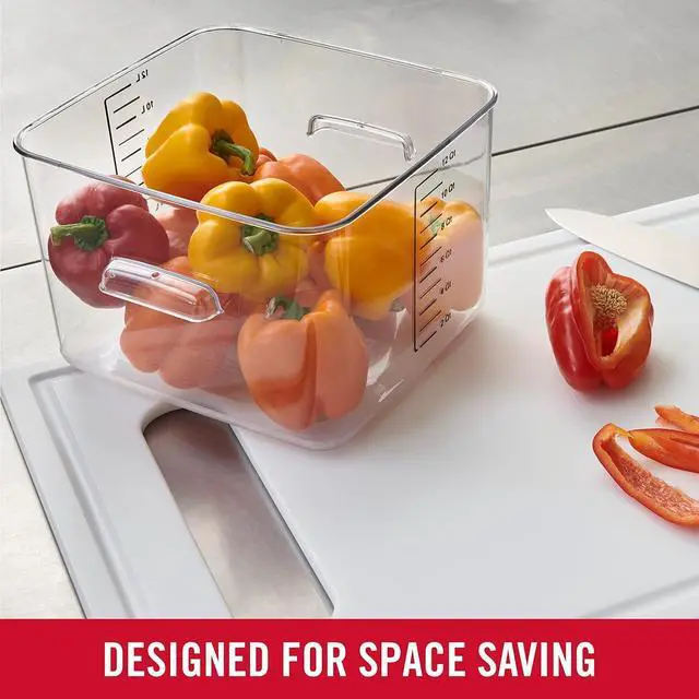 Alt view image 3 of 7 - Rubbermaid Commercial Products, Space Saving Square Food Storage Container, 12 Quart, Clear, for Kitchen/Sous Vide/Meal Prep