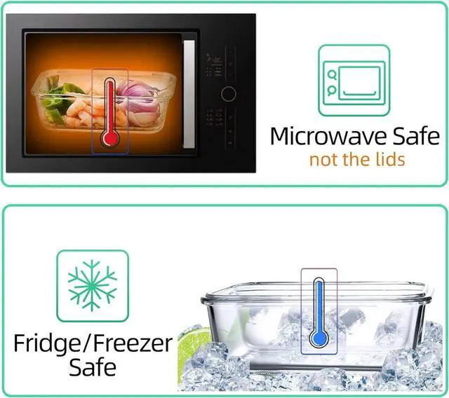 Alt view image 4 of 6 - UMEIED 10 Pack Glass Food Storage Containers with Lids Leakproof, Airtight Glass Meal Prep Containers For Lunch, On The Go, Leftover, Dishwasher Safe