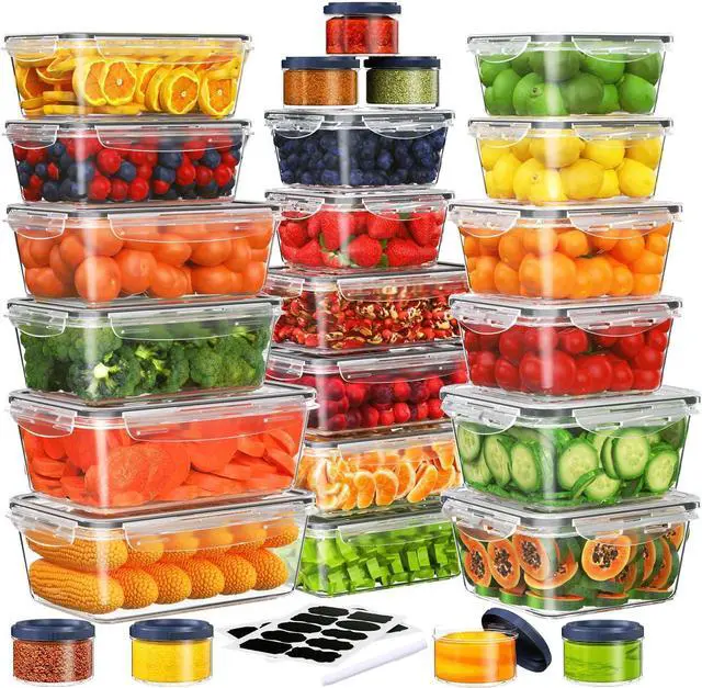 Main image of 50 PCS Food Storage Containers Set, Plastic Food Containers for Pantry Kitchen Storage and Organization, Microwave and Dishwasher Safe, Leakproof & BPA-Free with Labels Pen(25 Containers & 25 Lids)