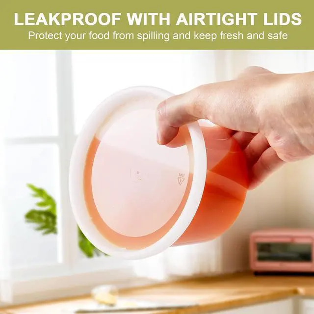 Alt view image 4 of 7 - Deli Containers with Lids: [48 Sets 3 Sizes] 8 oz, 16 oz, 32 oz Plastic Soup Containers Reusable, Airtight Food Storage Containers for Restaurant Take Out, BPA Free, Microwave/Dishwasher Safe