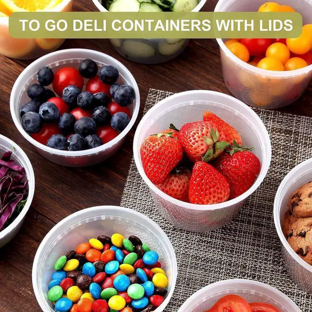 Alt view image 6 of 7 - Deli Containers with Lids: [48 Sets 3 Sizes] 8 oz, 16 oz, 32 oz Plastic Soup Containers Reusable, Airtight Food Storage Containers for Restaurant Take Out, BPA Free, Microwave/Dishwasher Safe