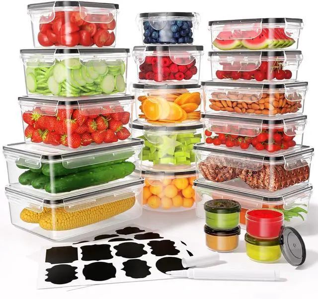 Main image of 40 Pcs Food Storage Containers with Lids Airtight (20 Containers & 20 Lids), Plastic Meal Prep Container for Pantry & Kitchen Organization, BPA-Free, Leak-Proof with Labels & Marker Pen
