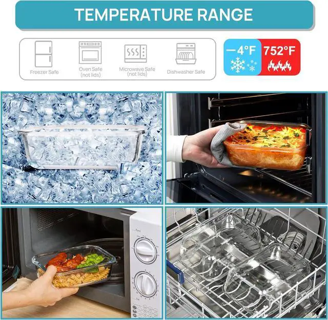 Alt view image 7 of 7 - Vtopmart 2Pack 1860ml/ 63oz Large Glass Storage Containers with Lids, Meal Prep Food Container Set with Snap Airtight Lid for Baking, Microwave, Oven, Leak Proof, for Freezer, Dishwasher, Grey