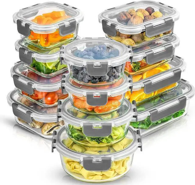 Main image of JoyJolt 24pc Borosilicate Glass Storage Containers with Lids | 12 Airtight/Freezer Safe Food Storage Containers for Pantry and Kitchen | Meal Prep Container for Lunch | Glass Tupperware Set