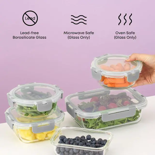 Alt view image 5 of 7 - JoyJolt 24pc Borosilicate Glass Storage Containers with Lids | 12 Airtight/Freezer Safe Food Storage Containers for Pantry and Kitchen | Meal Prep Container for Lunch | Glass Tupperware Set