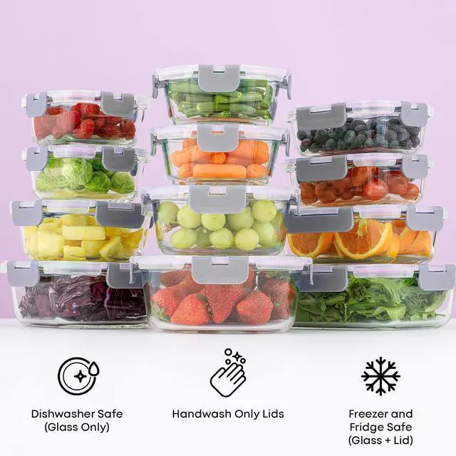 Alt view image 6 of 7 - JoyJolt 24pc Borosilicate Glass Storage Containers with Lids | 12 Airtight/Freezer Safe Food Storage Containers for Pantry and Kitchen | Meal Prep Container for Lunch | Glass Tupperware Set