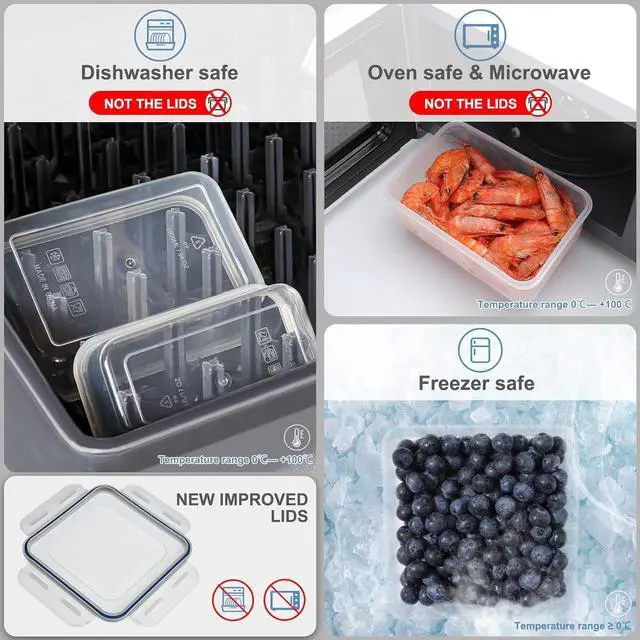 Alt view image 4 of 6 - 28 Pieces Food Storage Containers with Lids EXTRA LARGE Freezer Containers for Food BPA-Free Meat Fruit Vegetables Plastic Containers with lids Storage Airtight Leak-Proof Food Boxes for Kitchen