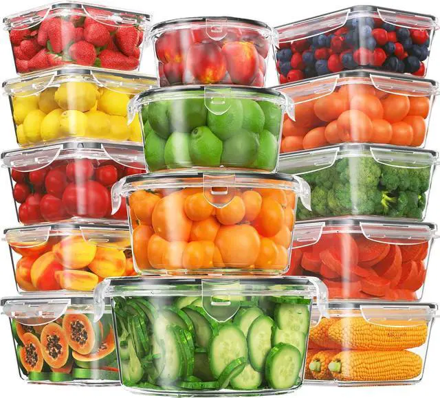Main image of 28 Pieces Food Storage Containers with Lids EXTRA LARGE Freezer Containers for Food BPA-Free Meat Fruit Vegetables Plastic Containers with lids Storage Airtight Leak-Proof Food Boxes for Kitchen
