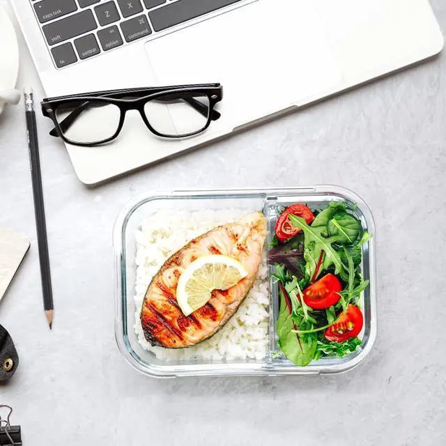 Alt view image 5 of 7 - M MCIRCO [5-Pack,36 Oz] Glass Meal Prep Containers 2 Compartments Portion Control with Upgraded Snap Locking Lids Glass Food Storage Containers, Microwave, Oven, Freezer and Dishwasher (4.5 Cups)