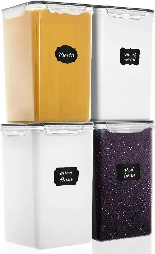Main image of M MCIRCO Extra Large 7qt / 6.5L/220oz Tall Food Storage Containers, WIDE & DEEP, 4-Piece Plastic Airtight Kitchen Pantry Storage Containers for Flour, Sugar, with 4 Measuring Cups,20 Labels