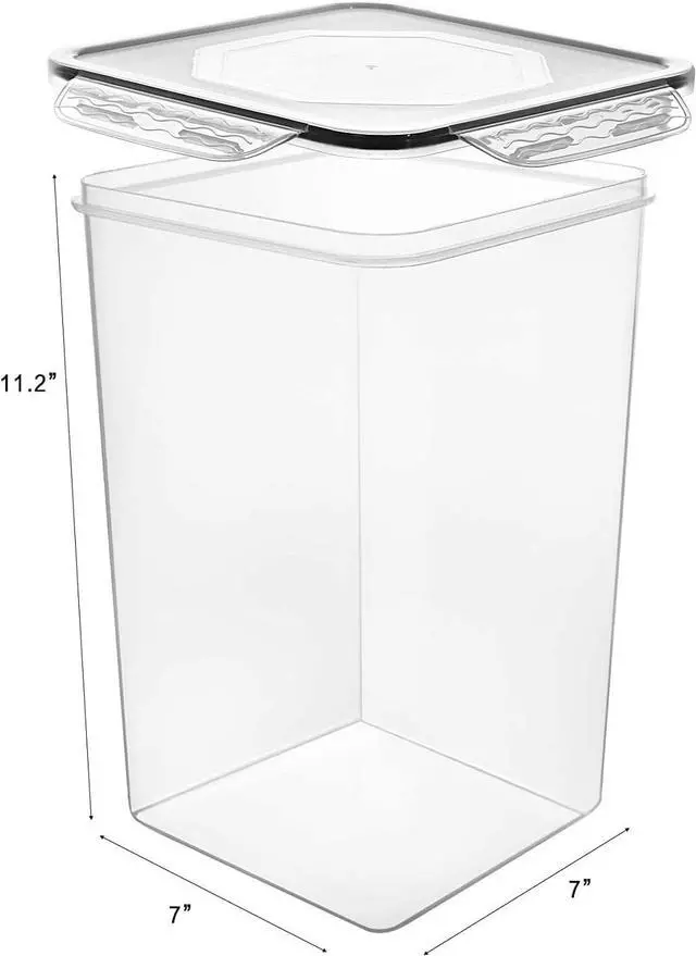 Alt view image 3 of 7 - M MCIRCO Extra Large 7qt / 6.5L/220oz Tall Food Storage Containers, WIDE & DEEP, 4-Piece Plastic Airtight Kitchen Pantry Storage Containers for Flour, Sugar, with 4 Measuring Cups,20 Labels