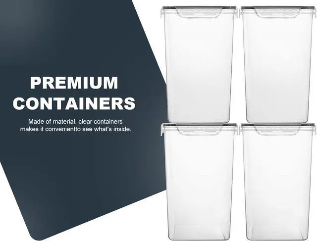 Alt view image 4 of 7 - M MCIRCO Extra Large 7qt / 6.5L/220oz Tall Food Storage Containers, WIDE & DEEP, 4-Piece Plastic Airtight Kitchen Pantry Storage Containers for Flour, Sugar, with 4 Measuring Cups,20 Labels