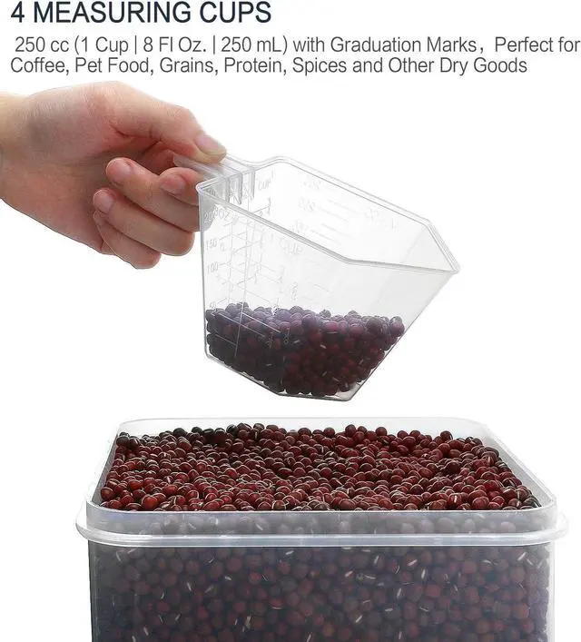 Alt view image 7 of 7 - M MCIRCO Extra Large 7qt / 6.5L/220oz Tall Food Storage Containers, WIDE & DEEP, 4-Piece Plastic Airtight Kitchen Pantry Storage Containers for Flour, Sugar, with 4 Measuring Cups,20 Labels