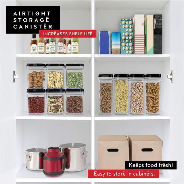 Alt view image 2 of 7 - DWËLLZA KITCHEN Airtight Food Storage Containers with Lids  6 Piece Set Air Tight Kitchen Storage Containers for Pantry Organization and Storage - Clear Plastic BPA-Free - Keeps Food Fresh & Dry
