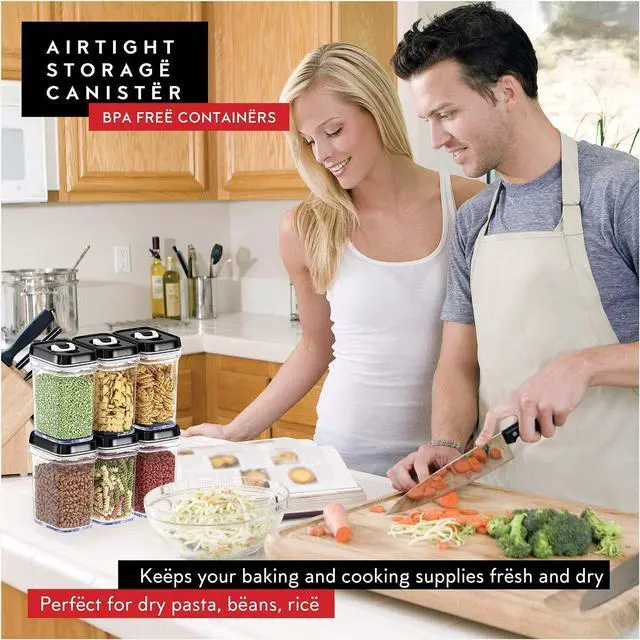 Alt view image 4 of 7 - DWËLLZA KITCHEN Airtight Food Storage Containers with Lids  6 Piece Set Air Tight Kitchen Storage Containers for Pantry Organization and Storage - Clear Plastic BPA-Free - Keeps Food Fresh & Dry