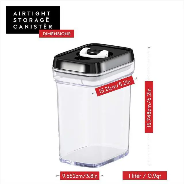 Alt view image 6 of 7 - DWËLLZA KITCHEN Airtight Food Storage Containers with Lids  6 Piece Set Air Tight Kitchen Storage Containers for Pantry Organization and Storage - Clear Plastic BPA-Free - Keeps Food Fresh & Dry