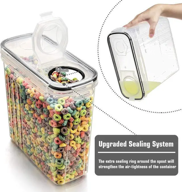 Alt view image 3 of 6 - Wildone Cereal Storage Containers Set, Large BPA Free Plastic Airtight Food Storage Containers 4L for Flour, Sugar, 6 Piece Set Cereal Dispensers with 20 Labels & Marker, Black