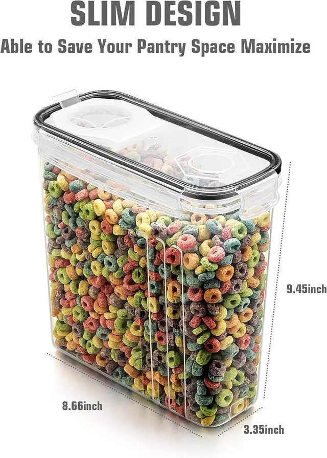 Alt view image 4 of 6 - Wildone Cereal Storage Containers Set, Large BPA Free Plastic Airtight Food Storage Containers 4L for Flour, Sugar, 6 Piece Set Cereal Dispensers with 20 Labels & Marker, Black