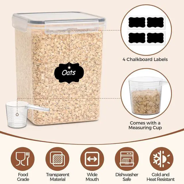 Alt view image 5 of 7 - ComSaf Flour Sugar Storage Containers Set of 3 (5.2L/175oz) (2.5L/84oz*2), Large Airtight Food Storage Containers with Lids, Plastic Canisters Sets for Kitchen, Pantry Organizers for Rice and Baking