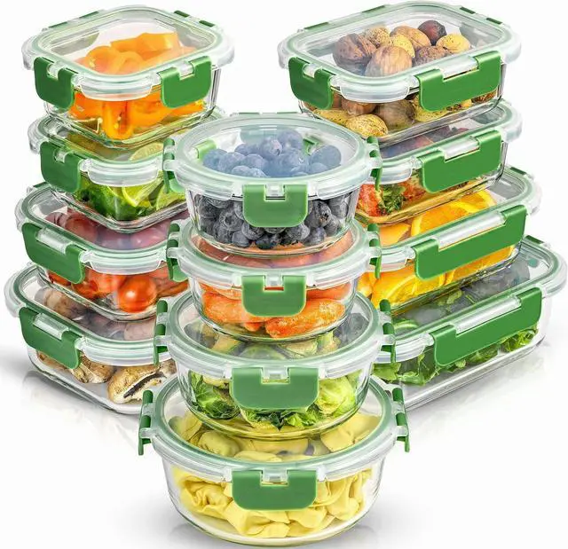 Main image of JoyJolt 24pc Borosilicate Glass Storage Containers with Lids | 12 Airtight/Freezer Safe Food Storage Containers for Pantry and Kitchen | Meal Prep Container for Lunch | Glass Tupperware Set