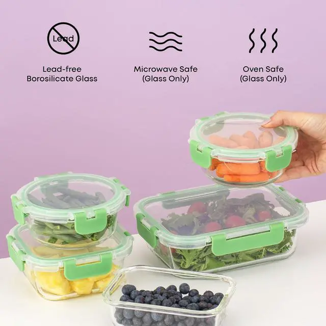 Alt view image 5 of 7 - JoyJolt 24pc Borosilicate Glass Storage Containers with Lids | 12 Airtight/Freezer Safe Food Storage Containers for Pantry and Kitchen | Meal Prep Container for Lunch | Glass Tupperware Set