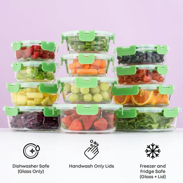 Alt view image 6 of 7 - JoyJolt 24pc Borosilicate Glass Storage Containers with Lids | 12 Airtight/Freezer Safe Food Storage Containers for Pantry and Kitchen | Meal Prep Container for Lunch | Glass Tupperware Set