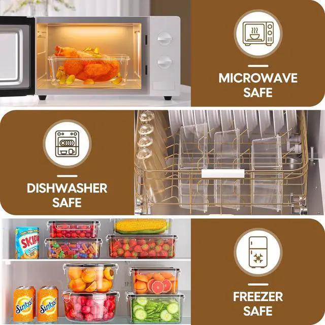 Alt view image 5 of 7 - 50 Pcs Large Food Storage Containers with Lids Airtight, Total 628.8OZ Stackable Kitchen Organization Set, BPA-Free Plastic Meal Prep Container with Labels & Marker Pen