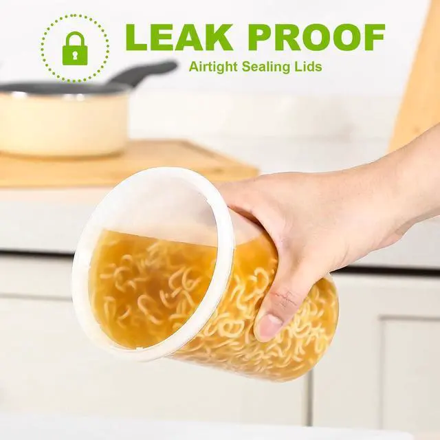 Alt view image 3 of 6 - AOZITA 24 Sets Plastic Deli Food Containers With Lids, 8 oz 16oz 32oz Variety pack, Airtight Food Storage Containers, Freezer/Dishwasher/Microwave Safe, Soup Containers For Takeout Food Storage