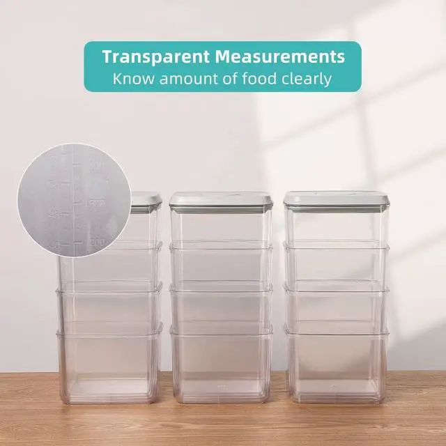 Alt view image 5 of 6 - Ankou Pop Airtight Food Storage Containers with Lids for Kitchen Pantry Organizing Stackable Container for Cereal Snack Flour Sugar Coffee Spaghetti -12 Pcs(1.2, 2.0, 2.7, 3.3qt)*3
