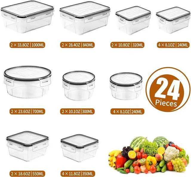 Alt view image 2 of 7 - PRAKI 48 Pack Food Storage Containers with Airtight Lids (24 Containers & 24 Lids), Kitchen storage containers for Pantry Organizers and Storage, Meal Prep Container with Labels & Marker