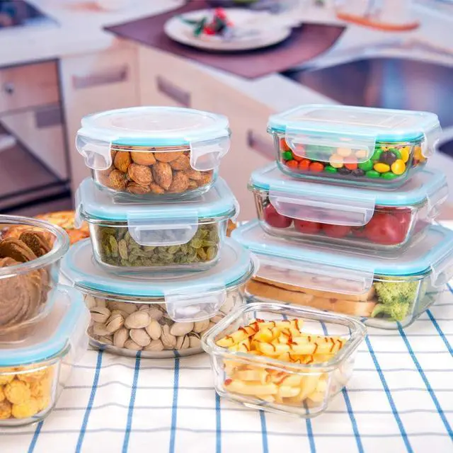 Alt view image 6 of 7 - Glass Food Storage Containers with Lids, [18 Piece] Glass Meal Prep Containers, Containers for Food Storage with Lids, BPA Free & Leak Proof (9 Lid & 9 Container)