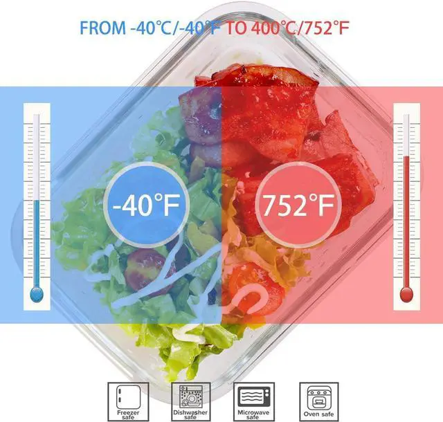Alt view image 3 of 7 - Glass Food Storage Containers with Lids, [18 Piece] Glass Meal Prep Containers, Containers for Food Storage with Lids, BPA Free & Leak Proof (9 Lid & 9 Container)