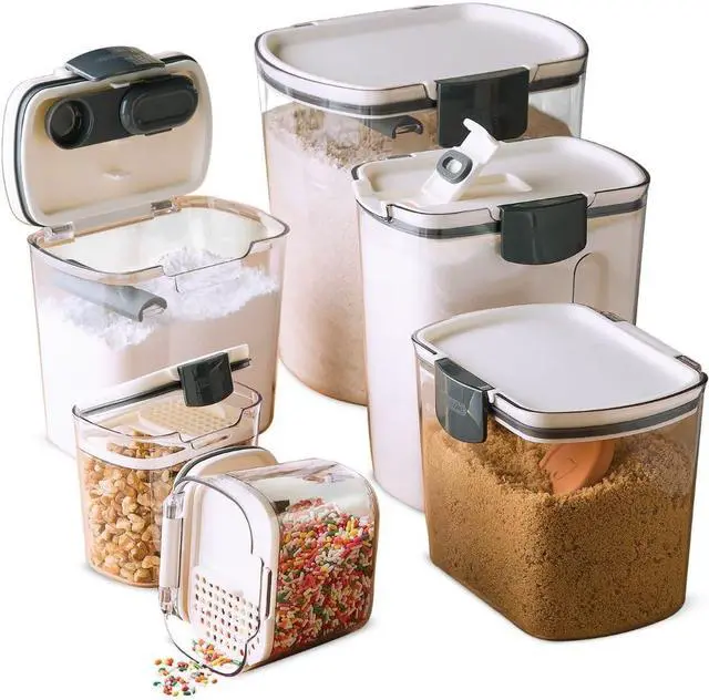 Main image of Progressive ProKeeper Baker's Airtight Kitchen Storage Canister Container Set for Flour, Sugar & More, Keeps Ingredients Fresh, with Accessories (Multicolor, 6- Piece)