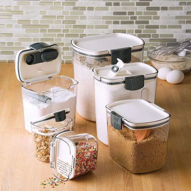 Alt view image 2 of 4 - Progressive ProKeeper Baker's Airtight Kitchen Storage Canister Container Set for Flour, Sugar & More, Keeps Ingredients Fresh, with Accessories (Multicolor, 6- Piece)