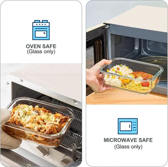Alt view image 2 of 6 - 10 Pack Glass Food Storage Containers, Meal Prep Containers with Lids, Airtight Glass Lunch Boxes, Freezer, Oven, and Microwave Safe