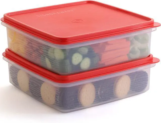 Main image of Plastic Storage Containers with Lids  2-Pack 3L Cupcake Carrier  Leakproof Cookie Storage Containers Airtight  BPA-Free Plastic Containers with Lids for Food Storage, Meal Prep, Leftovers, Cupcakes