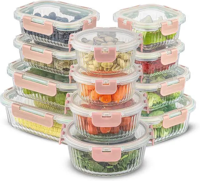 Main image of JoyJolt 24pc Borosilicate Glass Storage Containers with Lids | 12 Airtight/Freezer Safe Food Storage Containers for Pantry and Kitchen | Meal Prep Container for Lunch | Glass Tupperware Set