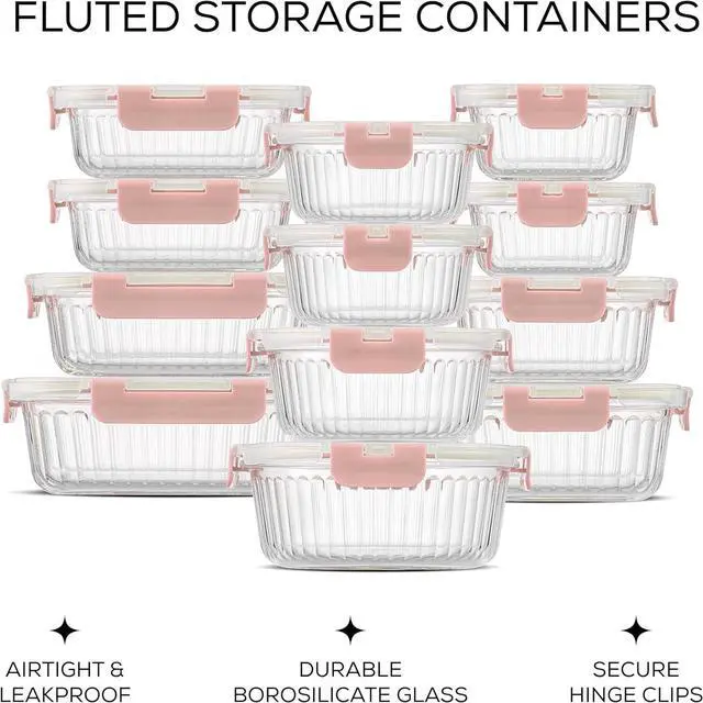 Alt view image 2 of 7 - JoyJolt 24pc Borosilicate Glass Storage Containers with Lids | 12 Airtight/Freezer Safe Food Storage Containers for Pantry and Kitchen | Meal Prep Container for Lunch | Glass Tupperware Set