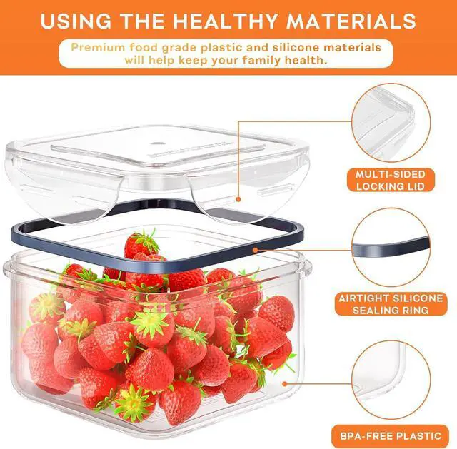 Alt view image 2 of 6 - 40 PCS Food Storage Containers with Lids Airtight (20 Containers & 20 Lids), Plastic Storage Meal Prep Container-Stackable 100% Leakproof & Microwave Organization and Storage Sets, Lunch Containers