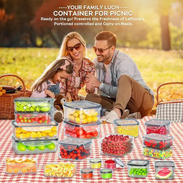 Alt view image 6 of 6 - 40 PCS Food Storage Containers with Lids Airtight (20 Containers & 20 Lids), Plastic Storage Meal Prep Container-Stackable 100% Leakproof & Microwave Organization and Storage Sets, Lunch Containers