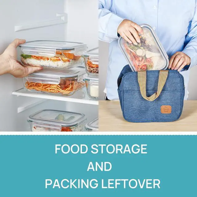 Alt view image 5 of 7 - Vtopmart 5 Pack 35oz Glass Food Storage Containers with Lids, Meal Prep Containers, Airtight Reusable Lunch Container Set, Safe for Oven, Microwave, Freezer, and Dishwasher