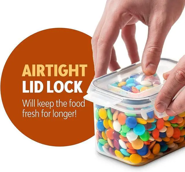 Alt view image 5 of 7 - 24 Pack Airtight Food Storage Container Set - BPA Free Clear Plastic Kitchen and Pantry Organization Canisters with Durable Lids for Cereal, Dry Food Flour & Sugar - Labels, Marker & Spoon Set