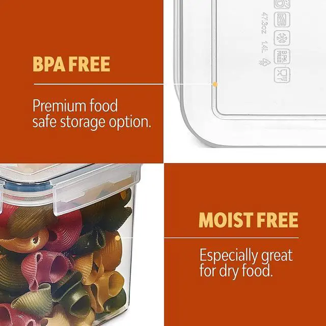 Alt view image 7 of 7 - 24 Pack Airtight Food Storage Container Set - BPA Free Clear Plastic Kitchen and Pantry Organization Canisters with Durable Lids for Cereal, Dry Food Flour & Sugar - Labels, Marker & Spoon Set
