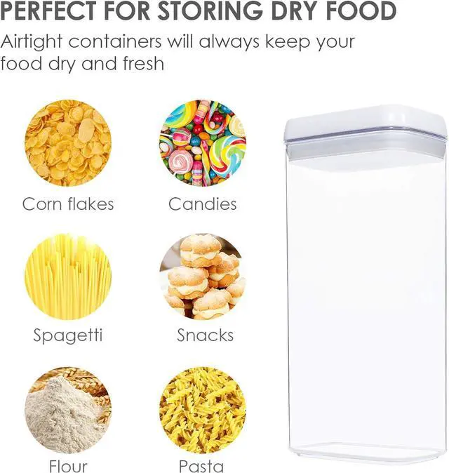 Alt view image 3 of 4 - Airtight Food Storage Containers, Vtopmart 4 Pieces Large BPA Free Plastic Spaghetti Containers with Easy Lock Lids, for Kitchen Pantry Organization and Storage, Include 24 Labels (White,