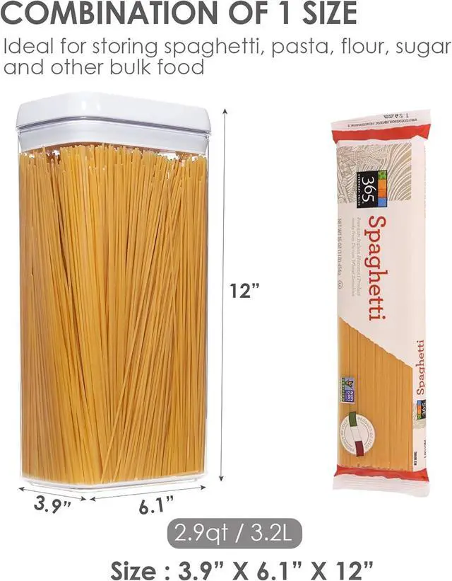 Alt view image 2 of 4 - Airtight Food Storage Containers, Vtopmart 4 Pieces Large BPA Free Plastic Spaghetti Containers with Easy Lock Lids, for Kitchen Pantry Organization and Storage, Include 24 Labels (White,