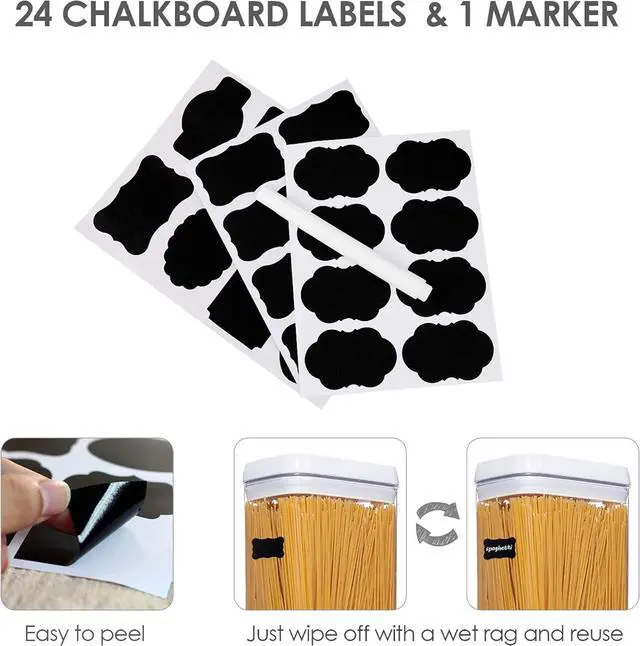 Alt view image 4 of 4 - Airtight Food Storage Containers, Vtopmart 4 Pieces Large BPA Free Plastic Spaghetti Containers with Easy Lock Lids, for Kitchen Pantry Organization and Storage, Include 24 Labels (White,