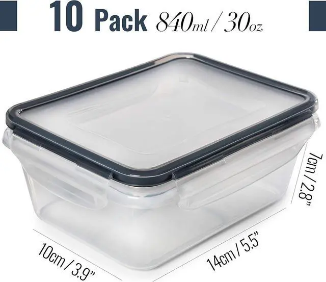 Alt view image 2 of 7 - fullstar 20-Piece Plastic Food Storage Containers with Lids (10 Containers & 10 Lids) - Leakproof, BPA-Free, Meal Prep Containers, Reusable Lunch Storage Set for Kitchen Organization (Pack of 20)
