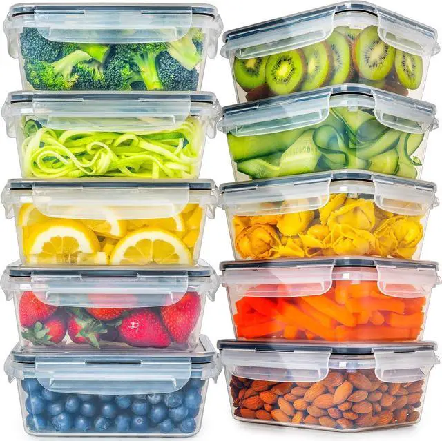 Main image of fullstar 20-Piece Plastic Food Storage Containers with Lids (10 Containers & 10 Lids) - Leakproof, BPA-Free, Meal Prep Containers, Reusable Lunch Storage Set for Kitchen Organization (Pack of 20)